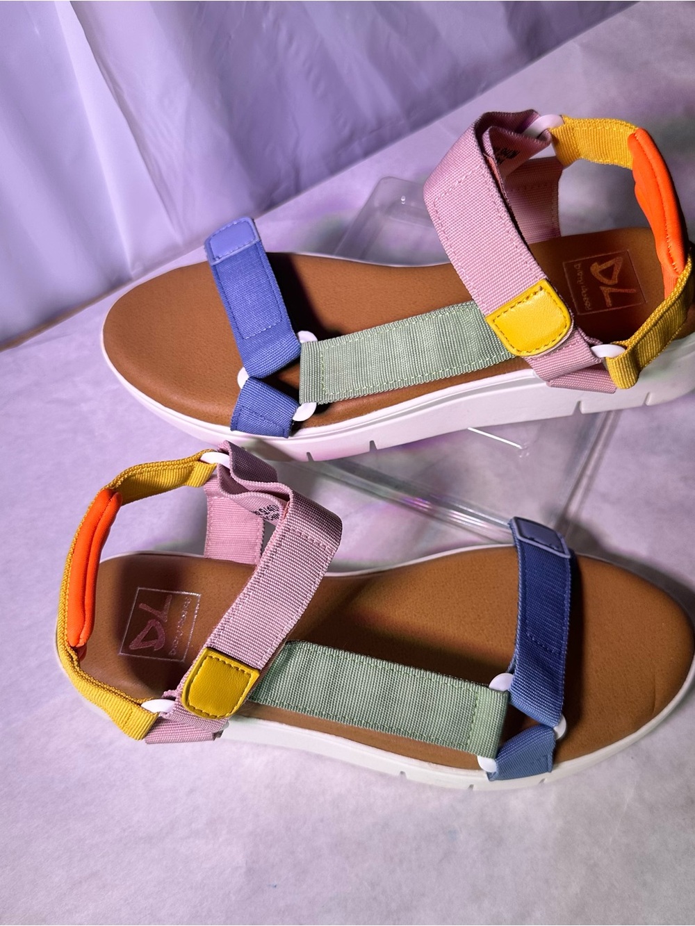 Pastel Multi-strap Platform Sandals in Pink, Blue, Mint & Yellow - Picture 3 of 10